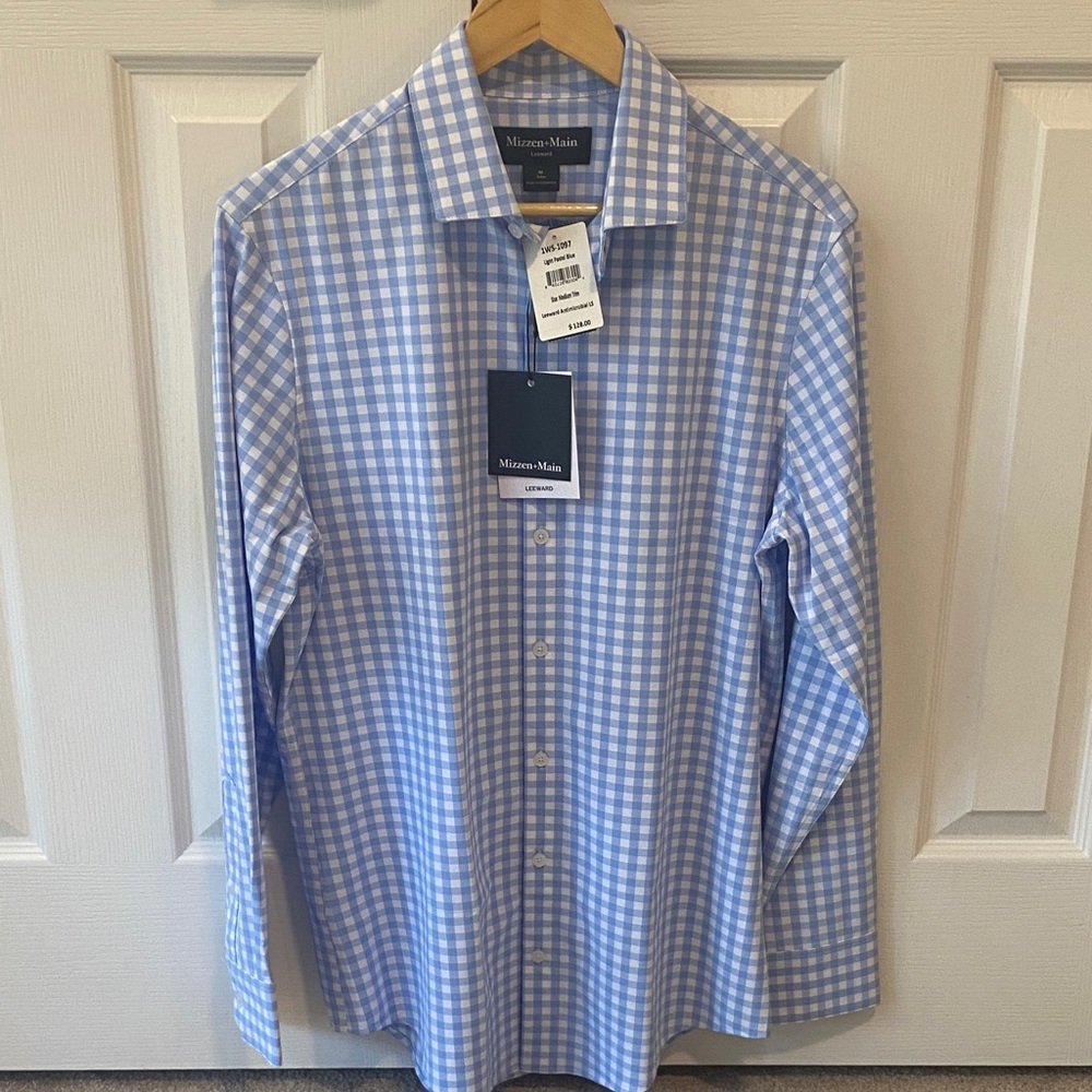 Mizzen+Main Light Blue Gingham Dress Shirt